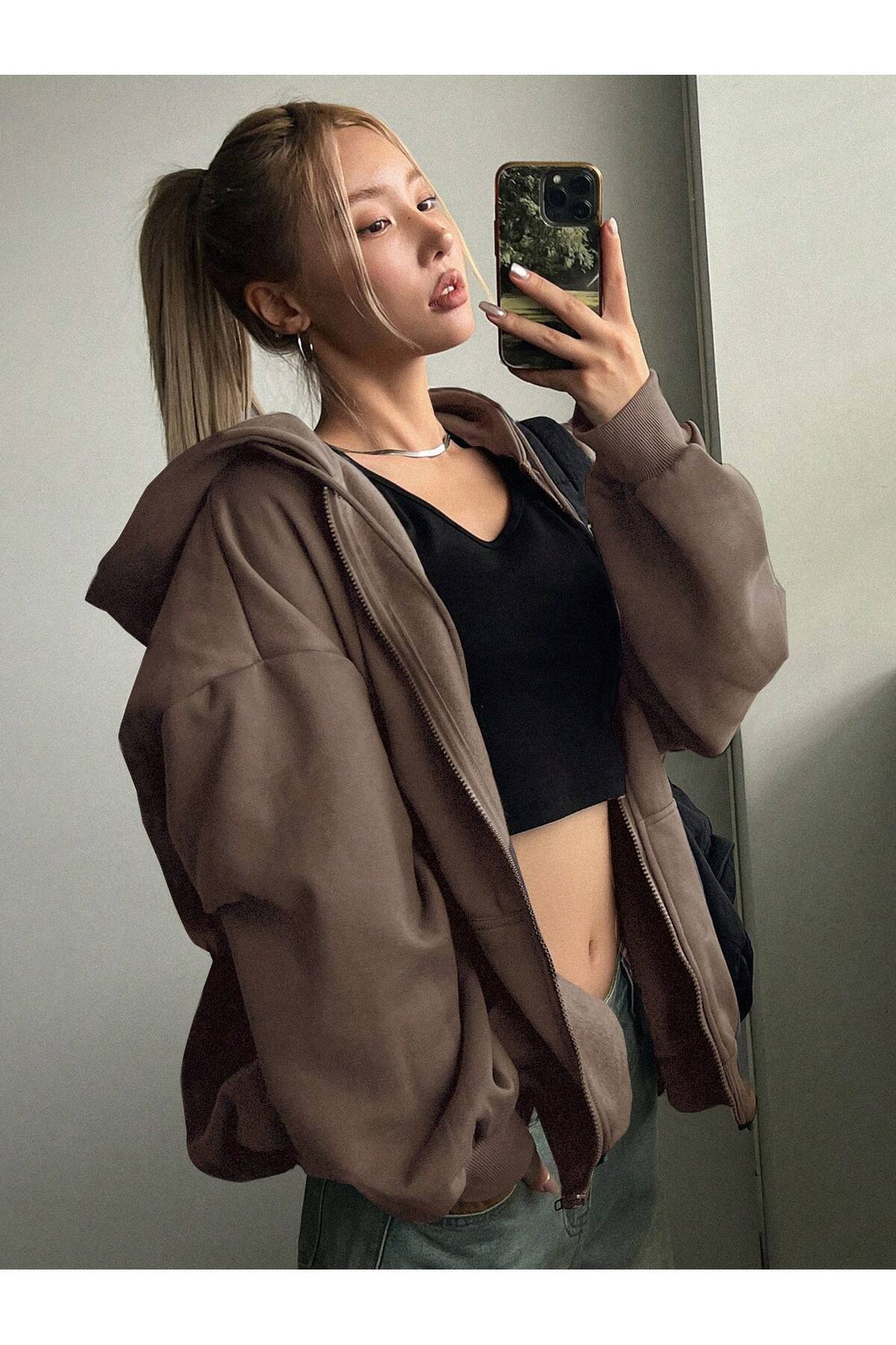 MONFİ FERMUARLI KAPŞONLU HIRKA