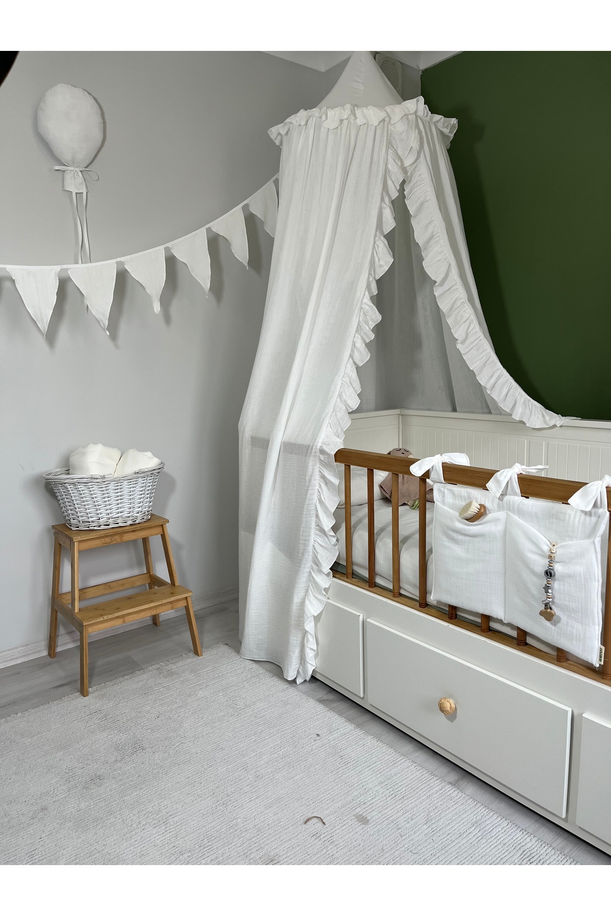 Hubb Müslin fırfırlı Cibinlik, beşik Cibinlik ,yatak Cibinlik, okuma köşesi oyun çadırı fotoğrafı 2 (önizleme)