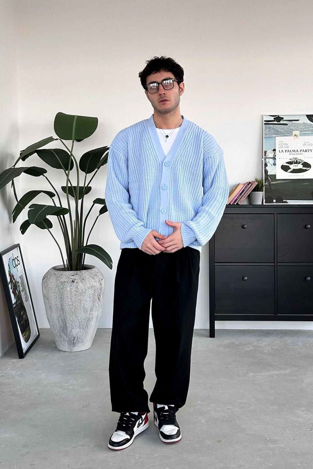 HAFKA  Bebe Mavisi Örgü Detay Triko Hırka - Görsel 2