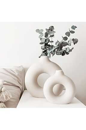 YILDIZ DECOR Bohem Halka Vazo Set (BÜYÜK 21 CM, KÜÇÜK 15CM) Dekoratif, Hediye...