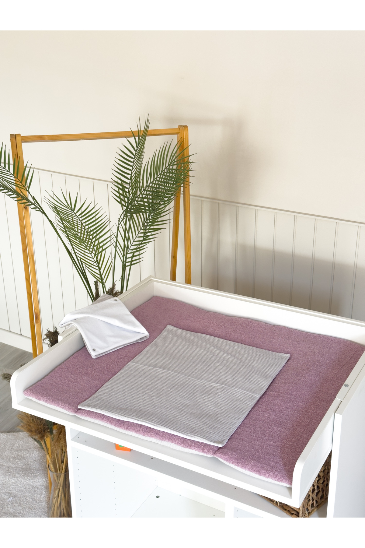 Pastelya Pembe Gri Bebek Alt Açma Seti, Su Geçirmez Değiştirebilir Ped, Alt Açma Minderi fotoğrafı 7 (önizleme)