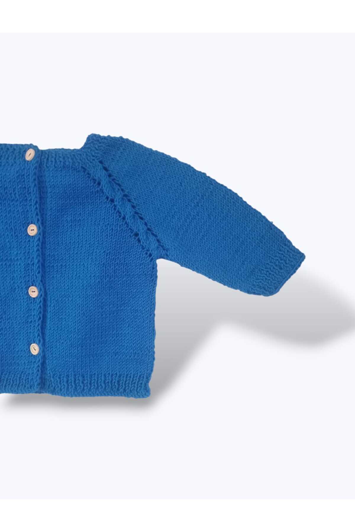 Tokuşka 0-1 Yaş Örgü Lacivert Erkek Bebek Hırkası fotoğrafı 3 (önizleme)