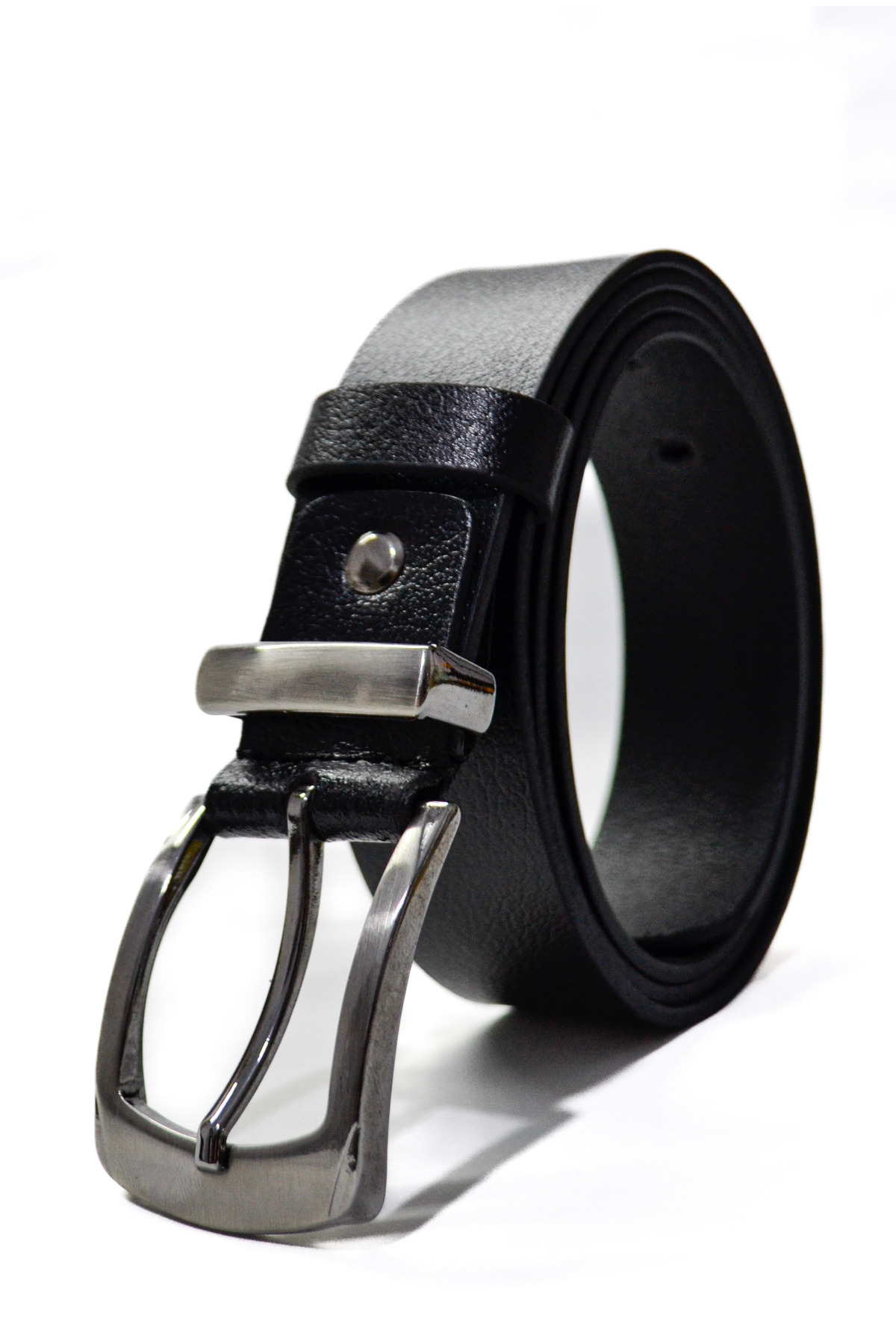 3.5cm Genuine Leather Mens Fabric Pants Belt Black One Piece Classic Belt with Metal Bridge