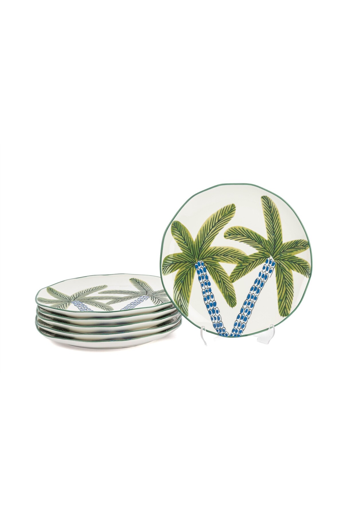 Mikasa Moor Palm Green Blue 6-Piece Cake Plate 20 cm