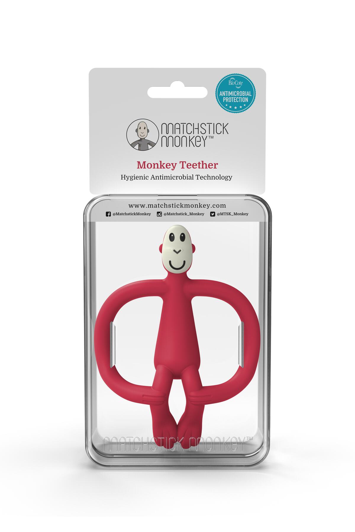 Matchstick Monkey Silikon Diş Kaşıyıcı / Monkey (Kırmızı) fotoğrafı 3 (önizleme)