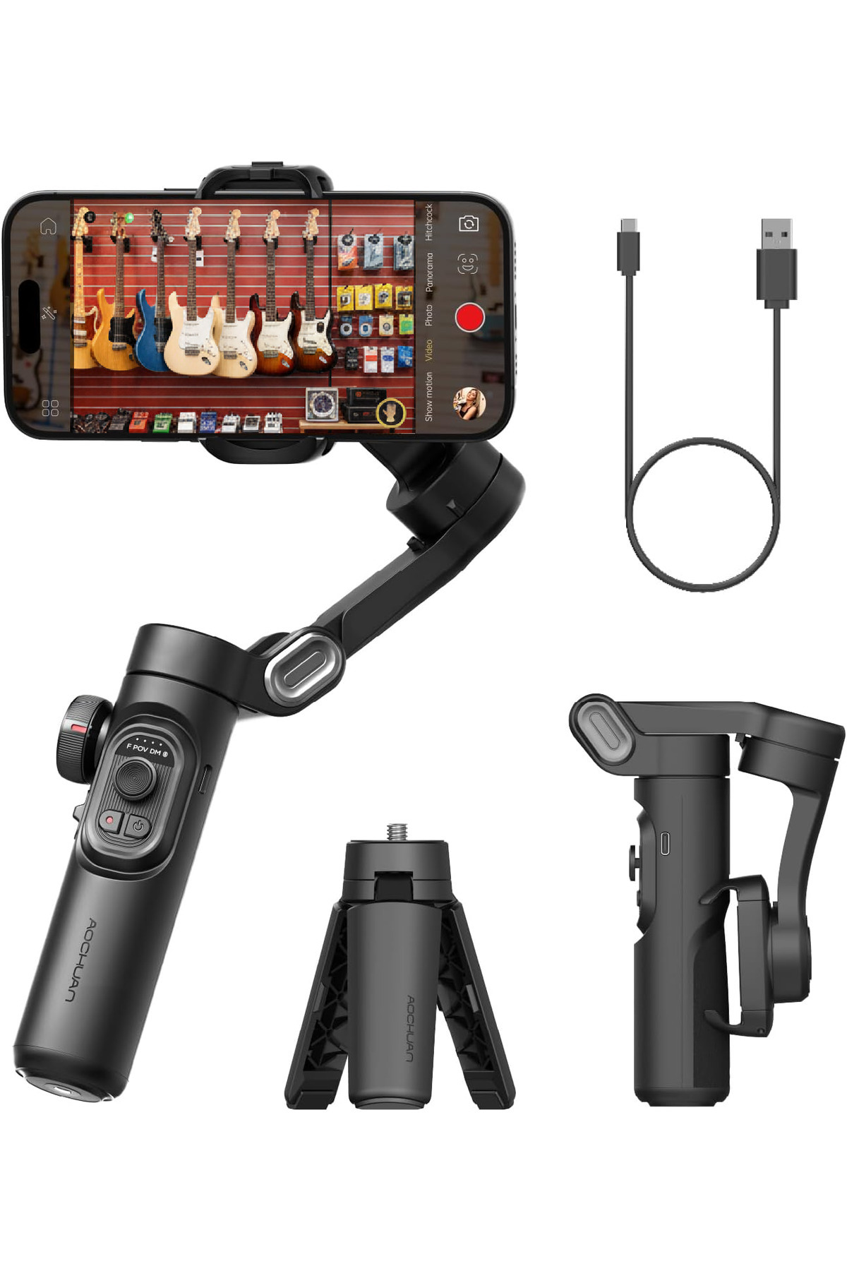 Fibaks Smart XE 3 Eksenli Gimbal Video Telefon Sabitleyici Titreşim Önleyici Yüz Takip Tripodlu Yapay Zeka