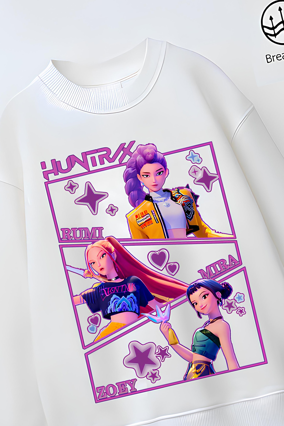 Belya Kids Wear Tam Kalıp Oversize Kız Çocuk Pamuğa Pamuk 3 İplik Kumaş Pop Tasarım Sweatshirt fotoğrafı 2 (önizleme)