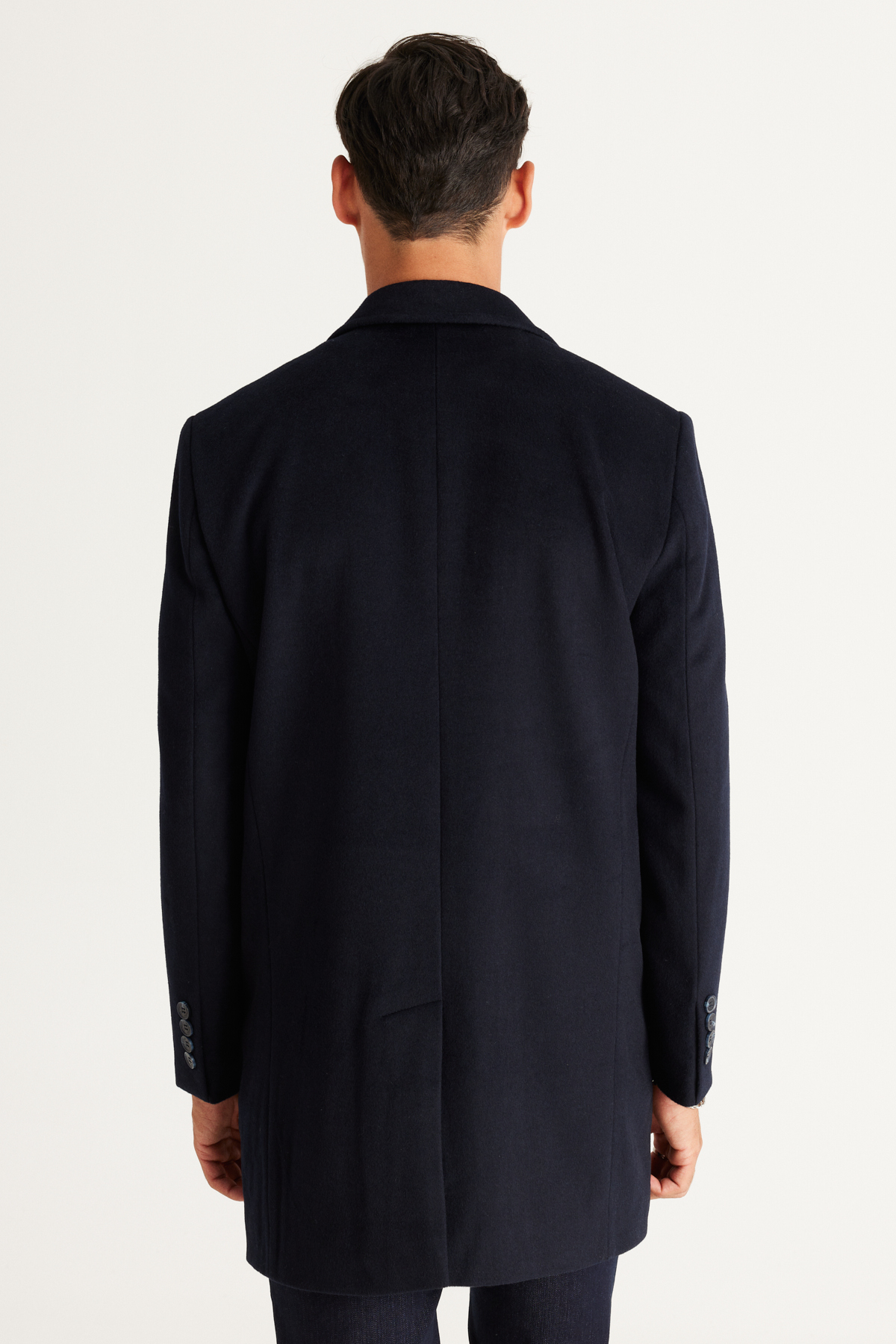 Altınyıldız Classics  Erkek Lacivert Standart Fit Normal Kesim Mono Yaka Yünlü Palto - Görsel 6