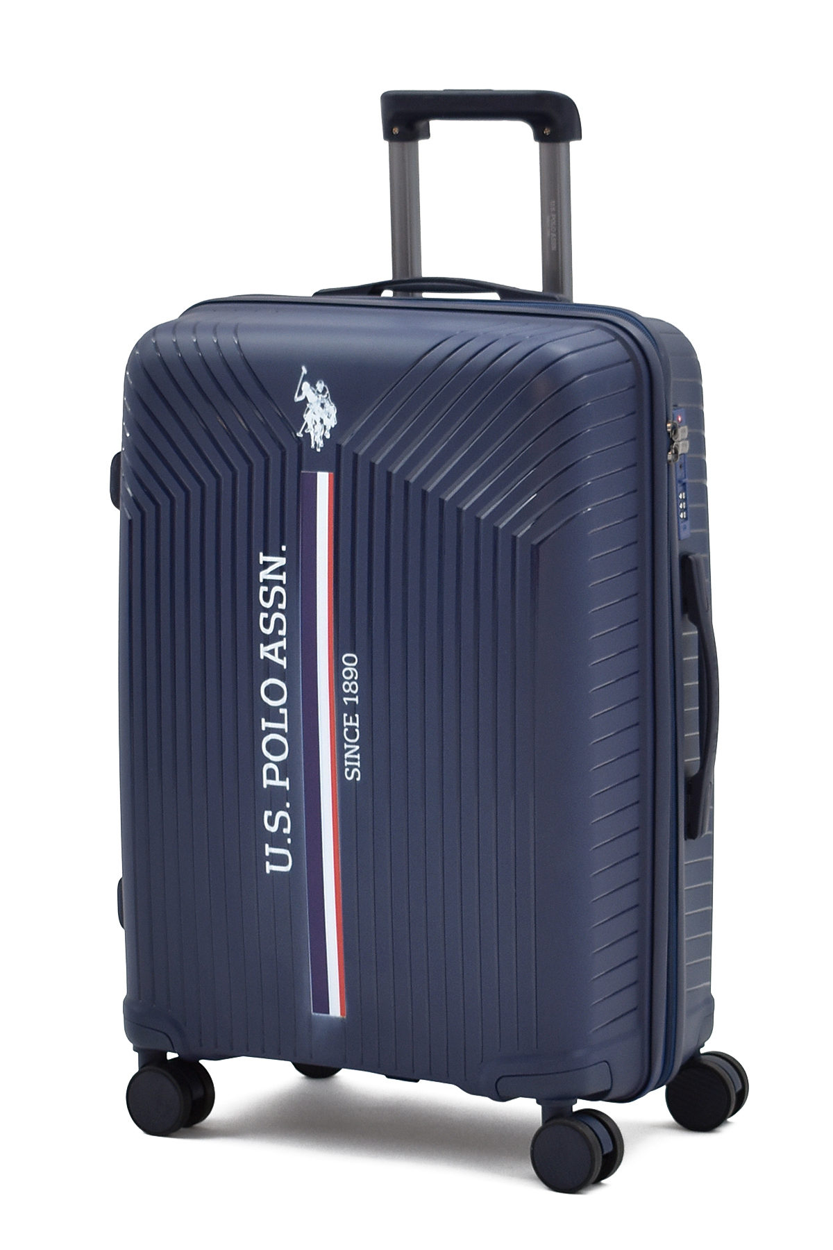 یو اس پولو چمدان نشکن سایز متوسط ​​U.S. Polo Assn از جنس پلی‌پروپیلن – قفل TSA، مقاوم در برابر ضربه