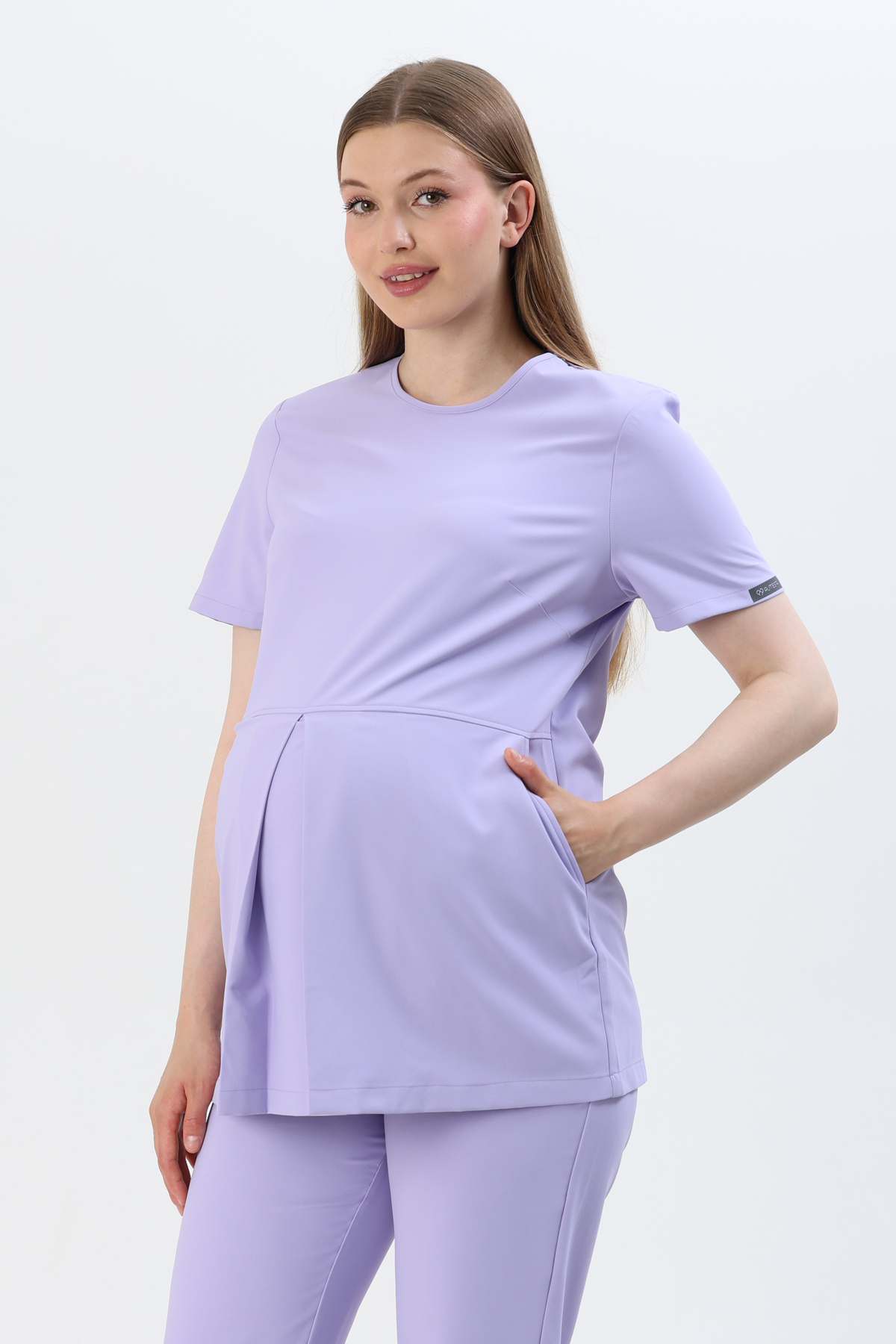 almesta Berry Hamile Üst Forma Kısa Kol Scrubs