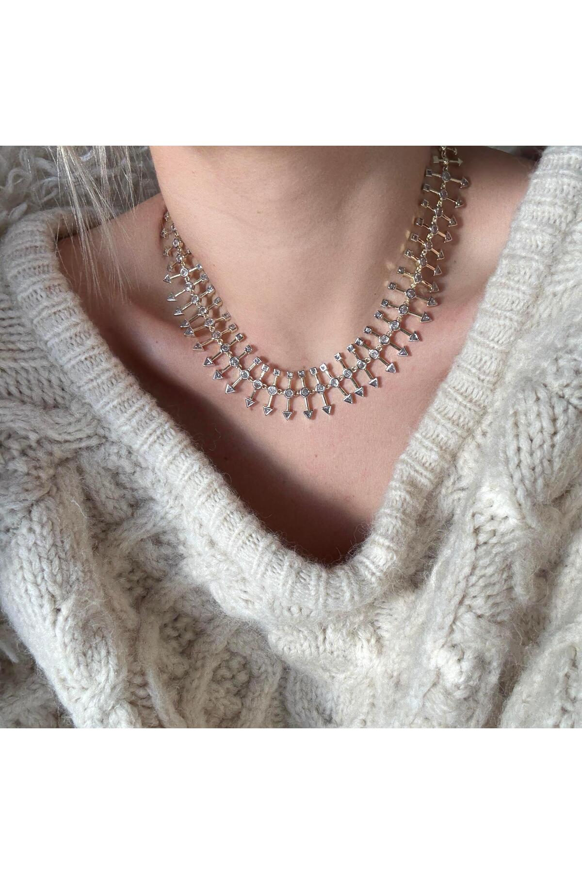 Alice İsstanbul Special Series Stone Arrow Design Necklace- Trendyol
