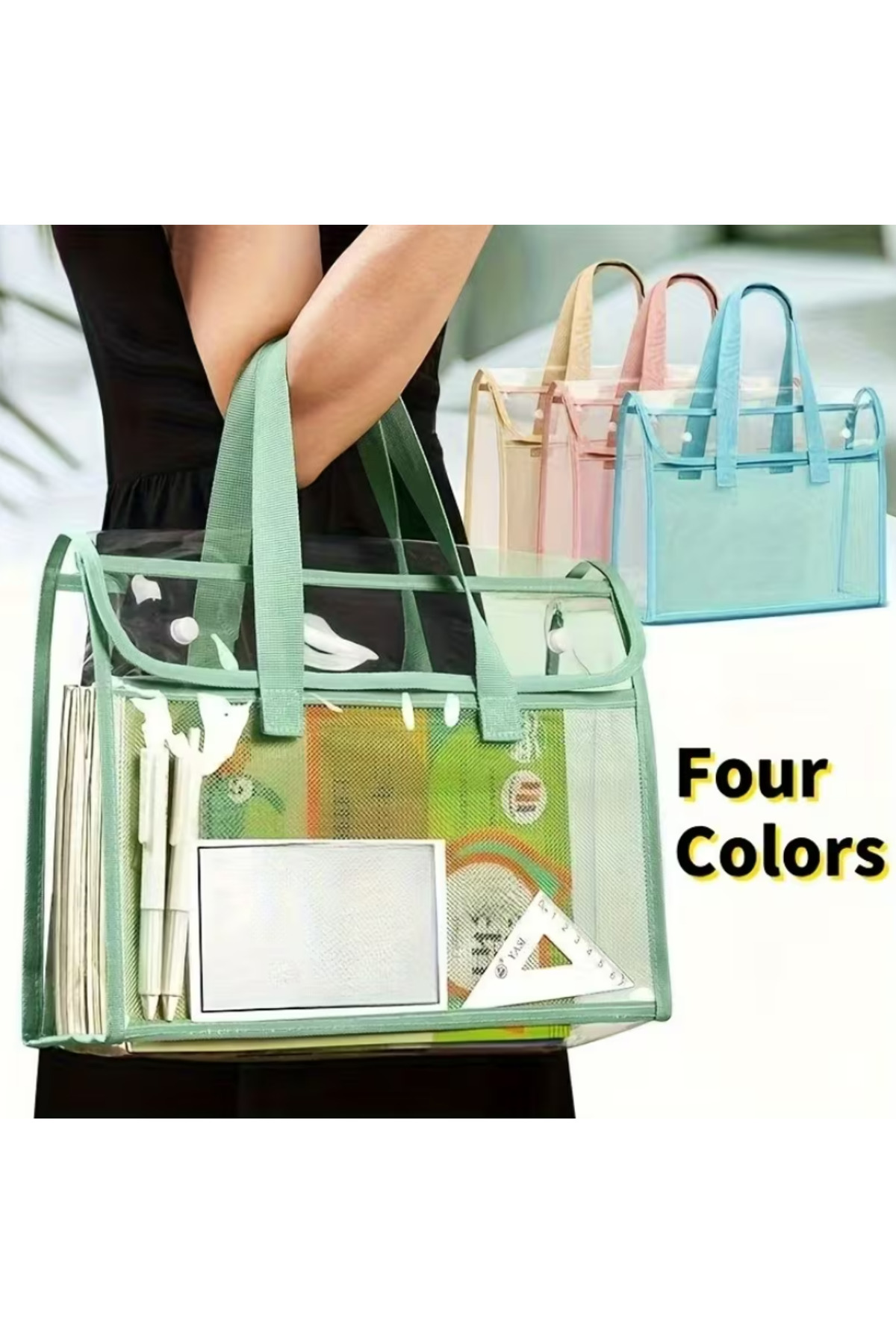 BABUN  Büyük Geniş Kapasiteli İsimlikli Kitap Dosya Ofis Okul Kurs Malzemeleri Taşıma Çantası Filesi - Görsel 4