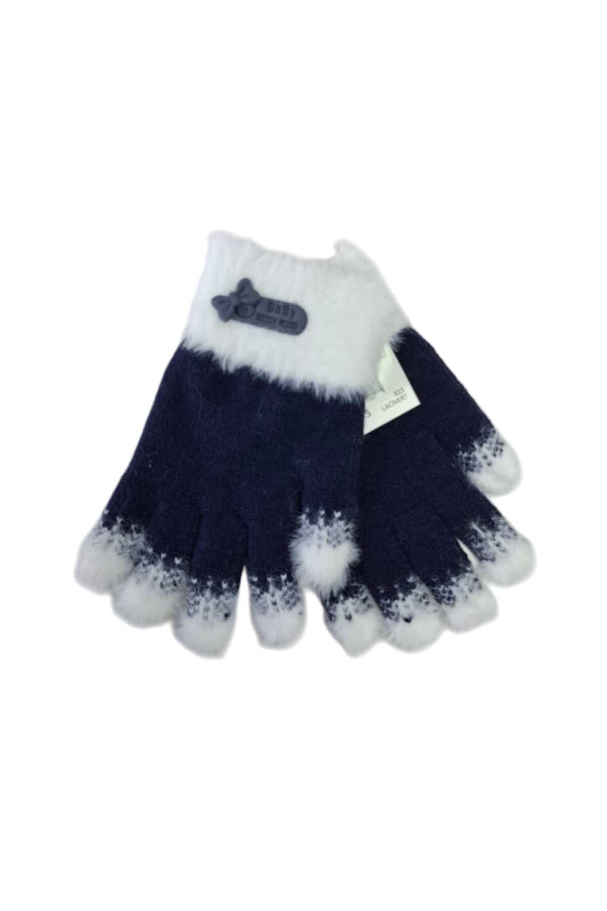 Kitti Spteks 4-8 Yaş Kız Çocuk Lacivert Renk Arma Figürlü Kışlık Örme Eldiven fotoğrafı 5 (önizleme)