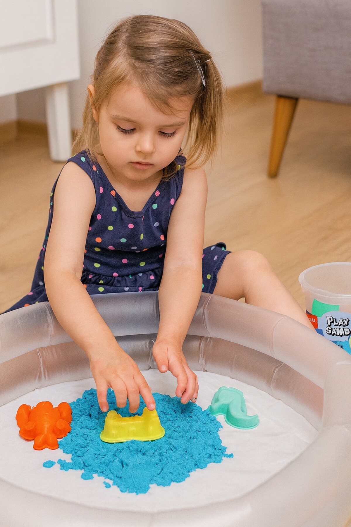 مجموعه شن بازی Crafy Blue ۴۵۰ گرمی، مدل‌پذیر، مناسب استفاده در فضای بسته، ضد ریختن، شن کینتیک، اسباب‌بازی سرگرمی کودکان