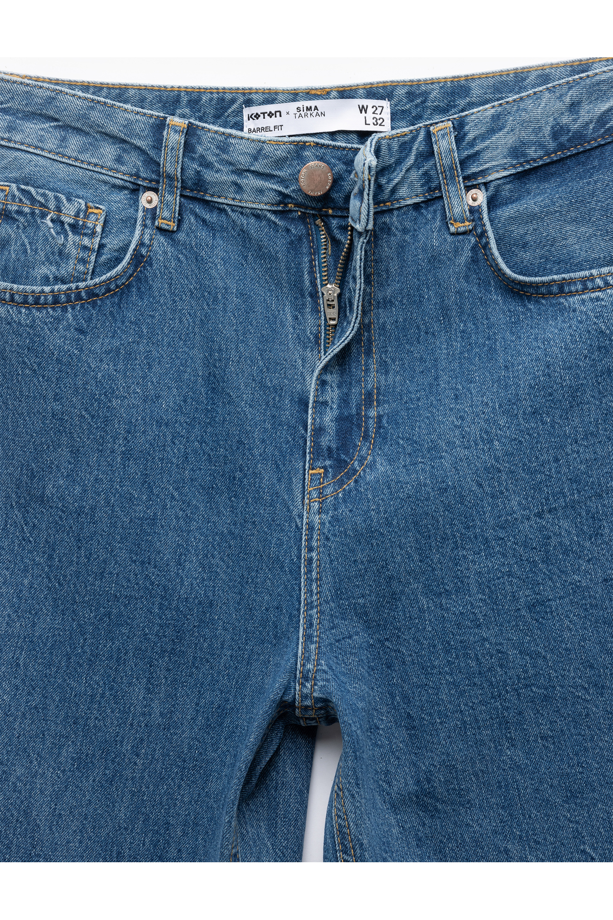 Koton  Rahat Kesim Yüksek Bel Düğmeli Pamuklu Barrel Jean Pantolon - Görsel 8