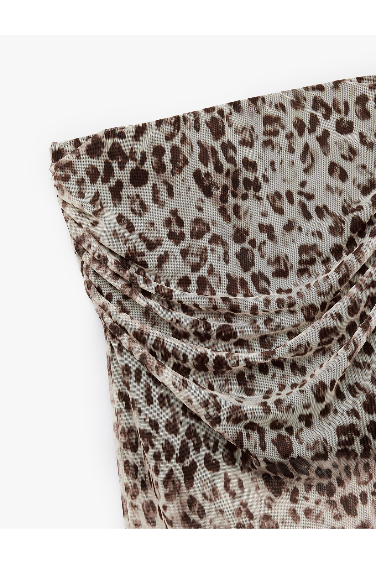 Koton  Astarlı Slim Fit Drapeli Leopar Desenli Midi Boy Tül Etek - Görsel 3