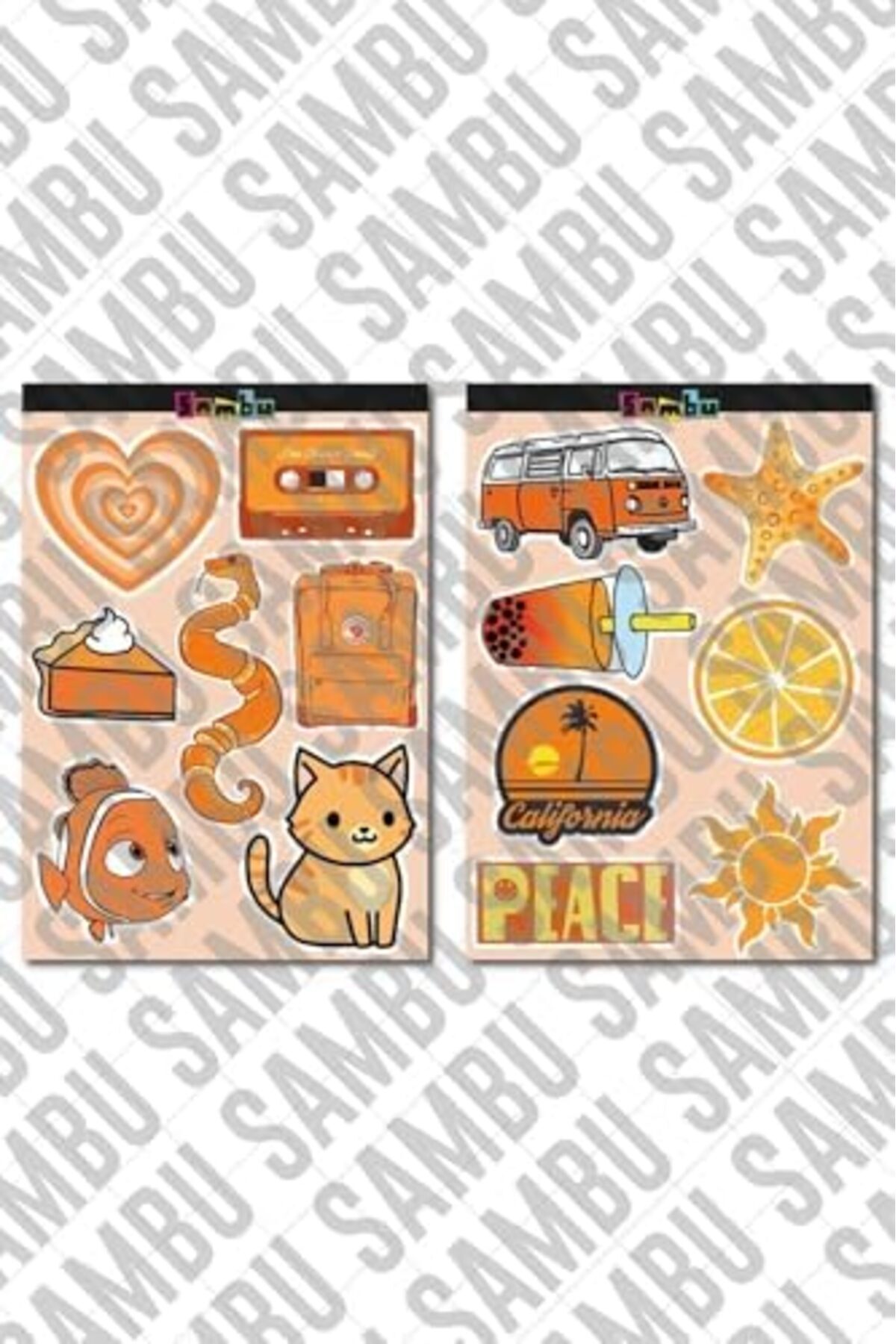 Yıldızan trea_ Orange Aesthetic Temalı Etiket Seti 2 - Turuncu - Laptop Notebook Telefon _yola 1198781