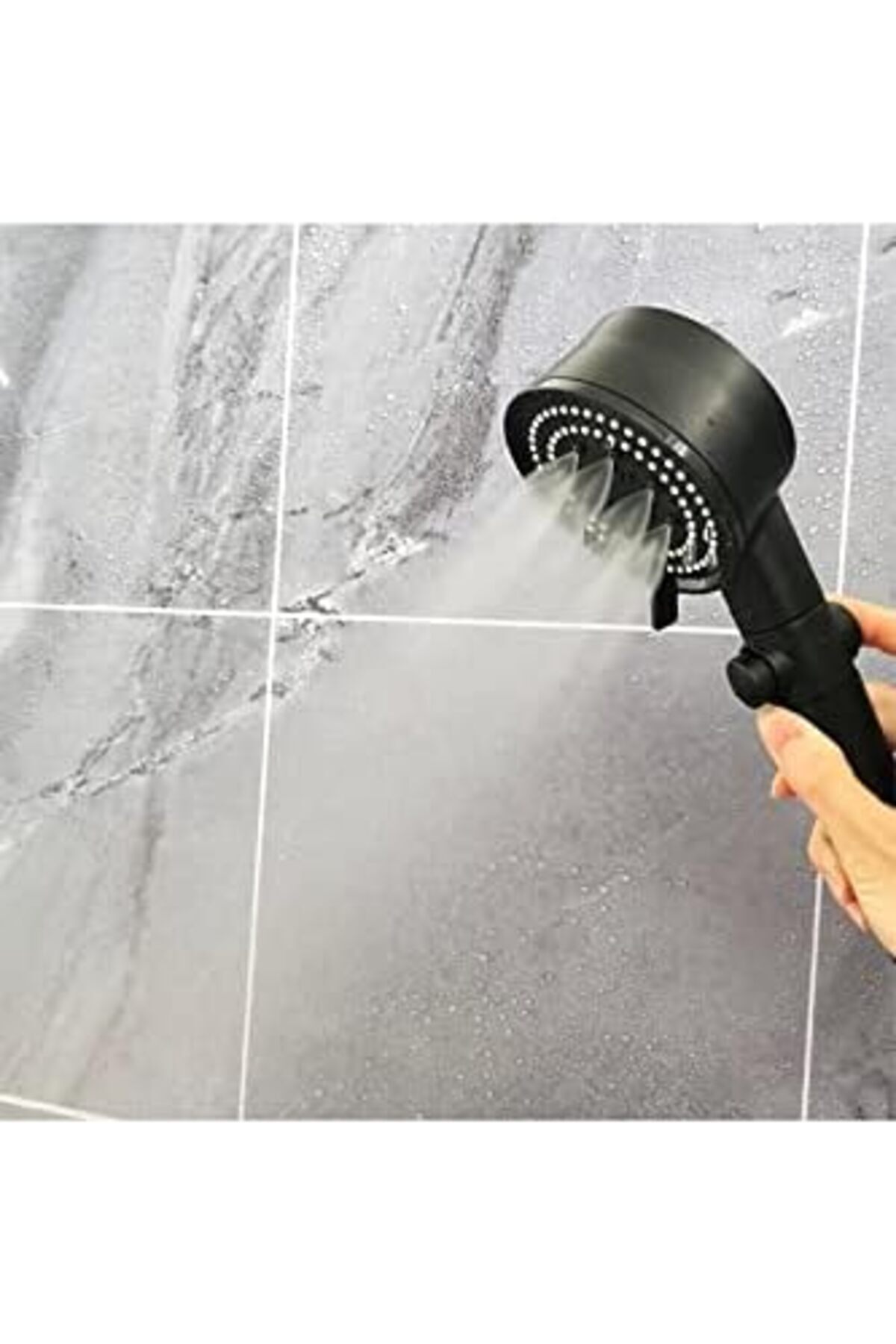 Yıldızan Tree_ Turbo Power Siyah Pervaneli 5 Fonksiyonlu Yüksek Basınçlı Mat Siyah Duş Başlığı El Duşu - Gara