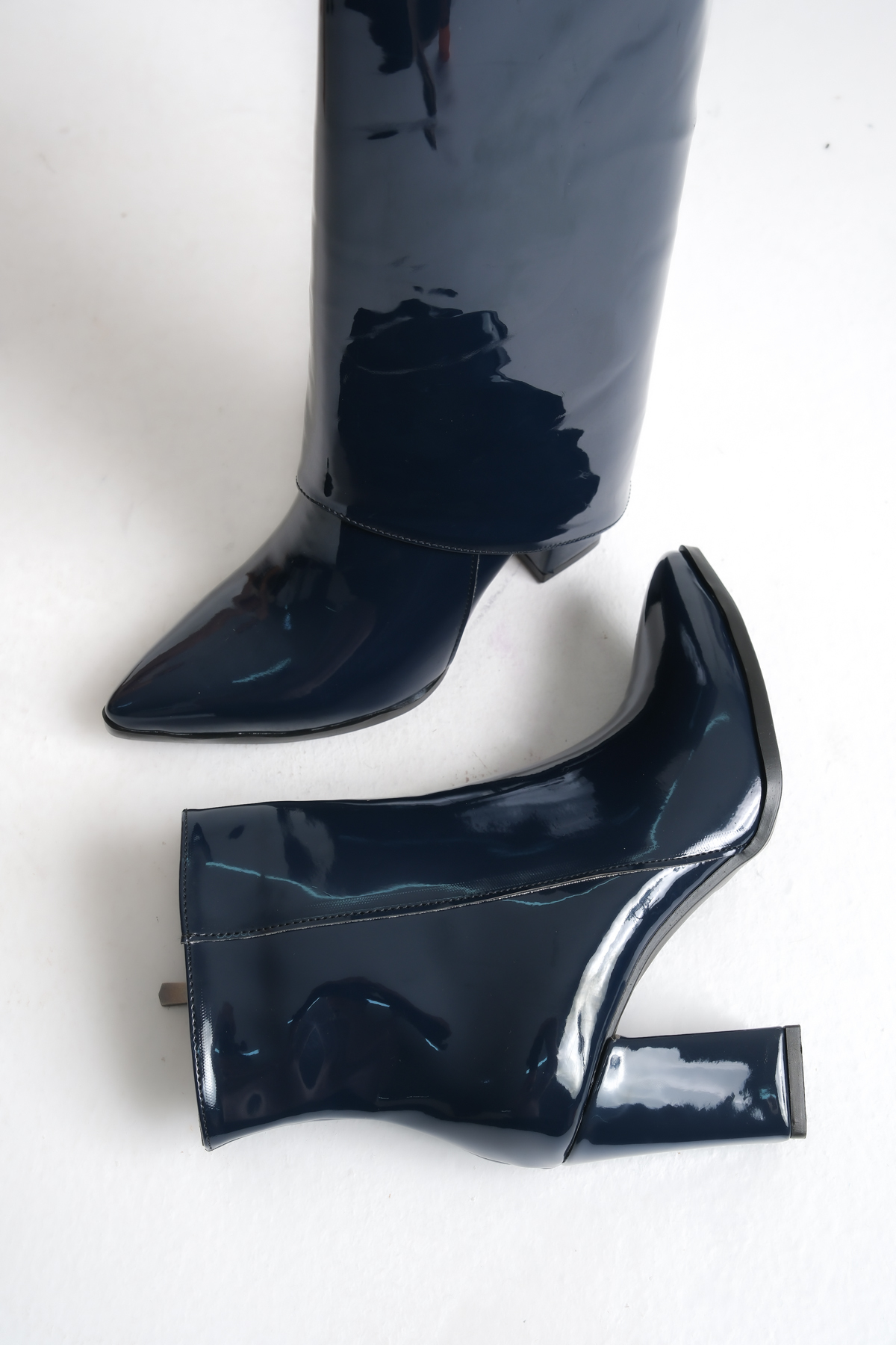 Shoesers  Kadın Özel Tak-Çıkar Tasarımlı Çizme-Bot Kalın Topuklu Sivri Burunlu Fermuarlı Kadın Bot Çizme - Görsel 6