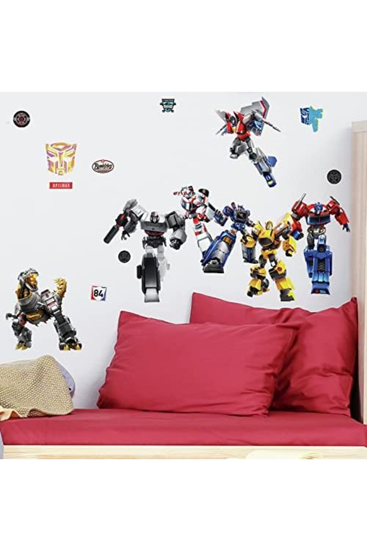 Yıldızan Tree_ RMK4231SCS Transformers All Time Favorites Peel and Stick Duvar Çıkartmaları, mavi, kırmızı, s