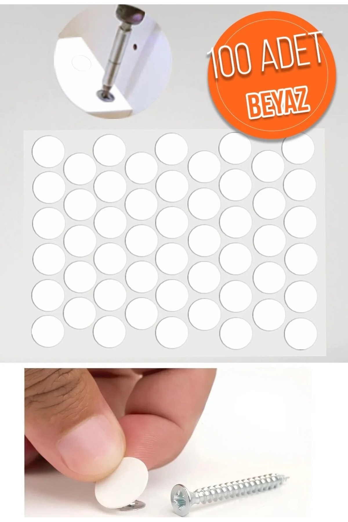 vida Yapışkanlı Tapası Kapama 14 Mm ( Lake Beyaz ) 100 Adet