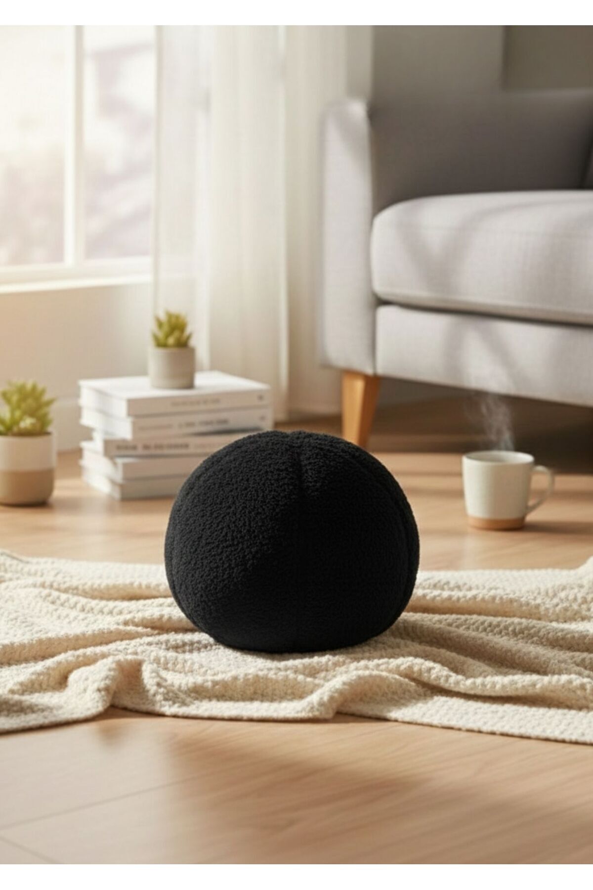 Plush Soft Dekoratif Peluş Top Kırlent - Yastık - Minder Dolgulu