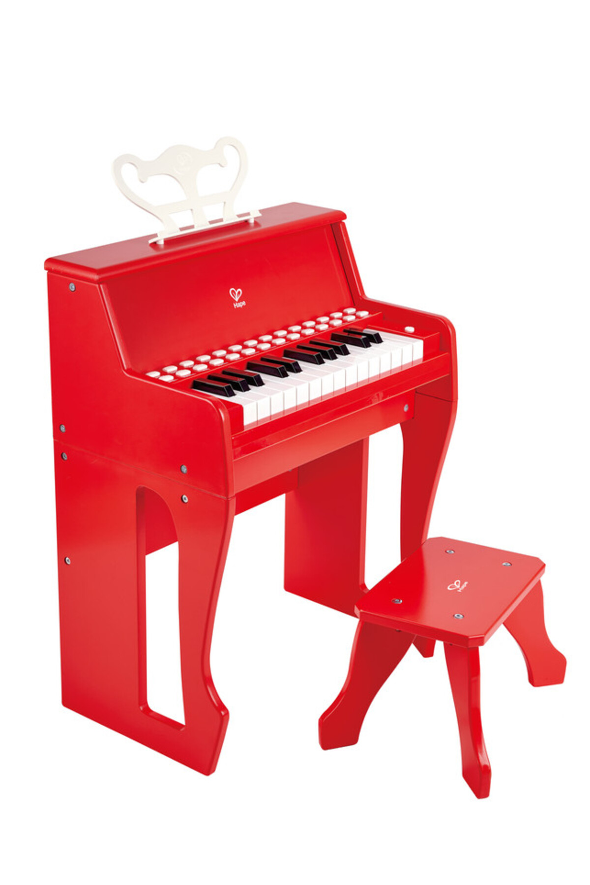 پیانوی موزیکال برقی ۲۵ کلیدی با چراغ و چهارپایه - قرمز