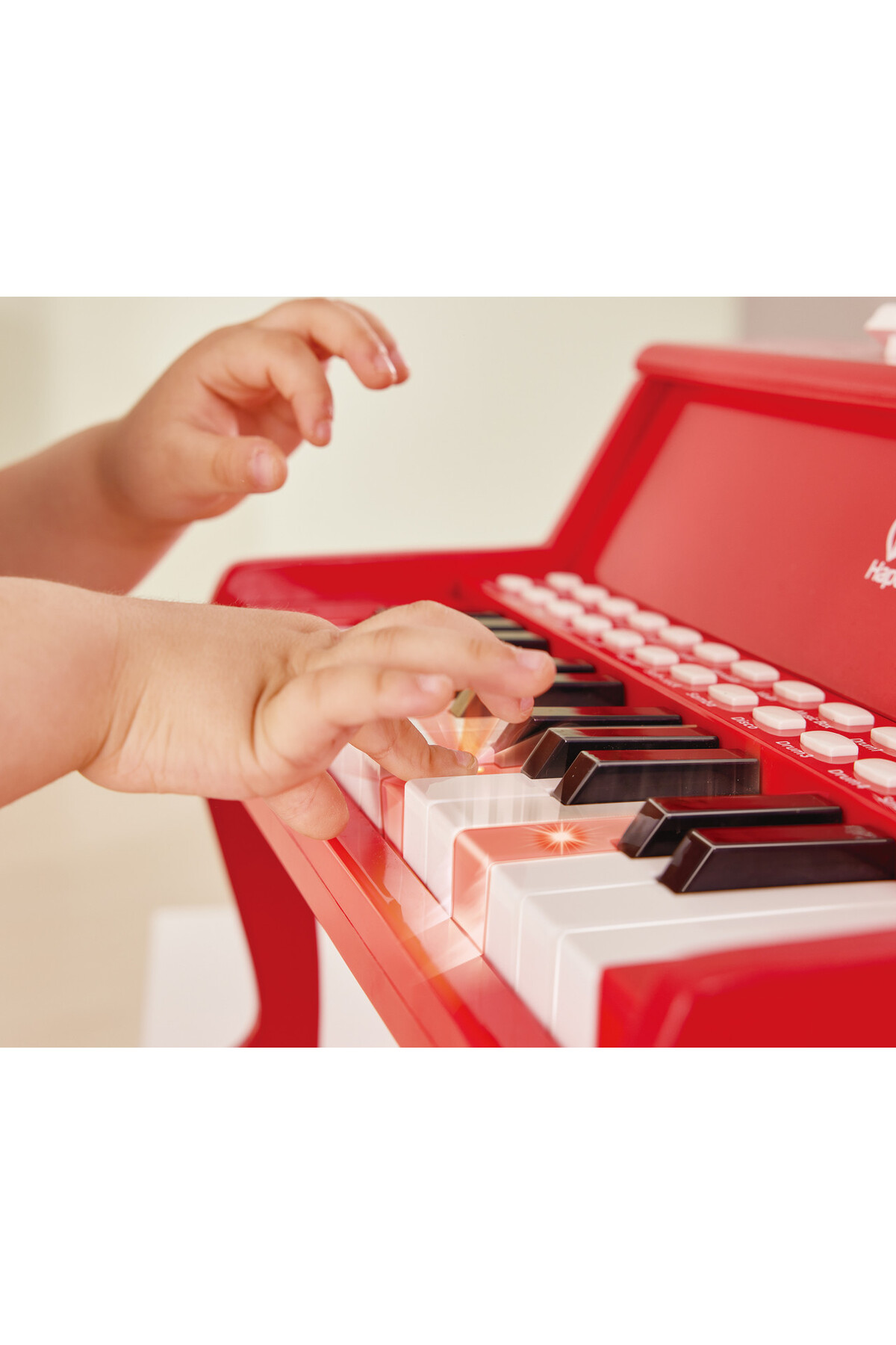 پیانوی موزیکال برقی ۲۵ کلیدی با چراغ و چهارپایه – قرمز