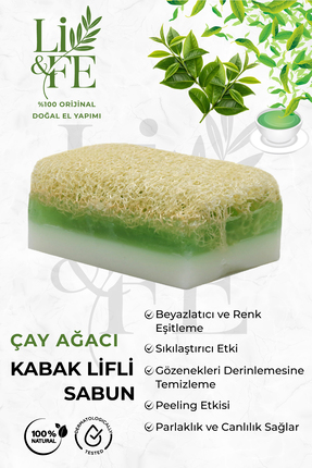 Li&Fe Market Kabak Lifli Çay Ağacı Özlü Doğal Peeling Sabunu ve Yağ Dengeleyi...