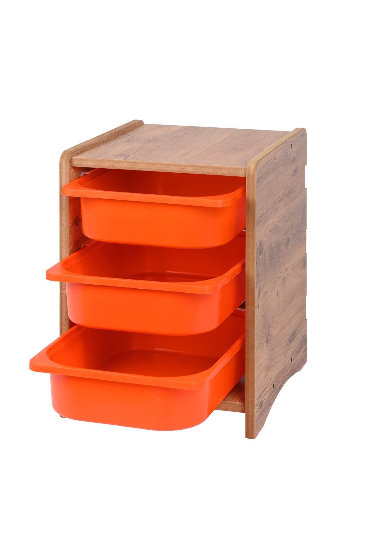 Genel Markalar 18mm MDF Ceviz Çocuk Odası Dolabı, Turuncu Çekmeceli 3’lü Düzenleyici Ünitesi 35x45x60 fotoğrafı 3 (önizleme)