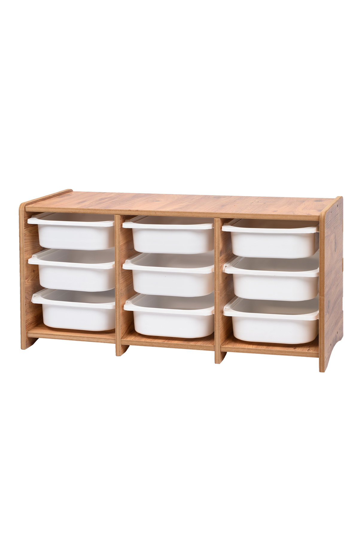 BEEVOLİ 18mm MDF Ceviz Çocuk Odası Dolabı, Beyaz Çekmeceli 9’lu Düzenleyici Ünitesi 110x45x60 fotoğrafı 4 (önizleme)