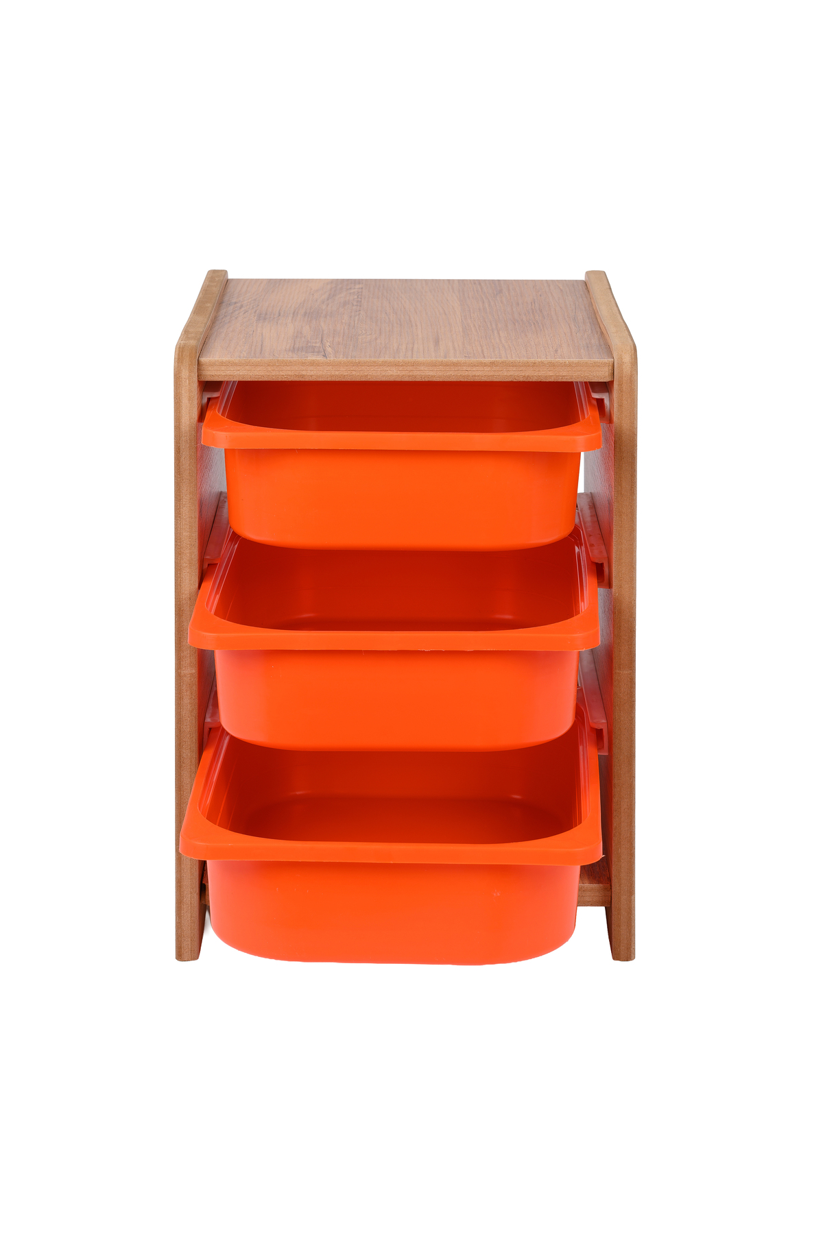 Genel Markalar 18mm MDF Ceviz Çocuk Odası Dolabı, Turuncu Çekmeceli 3’lü Düzenleyici Ünitesi 35x45x60 fotoğrafı 2 (önizleme)