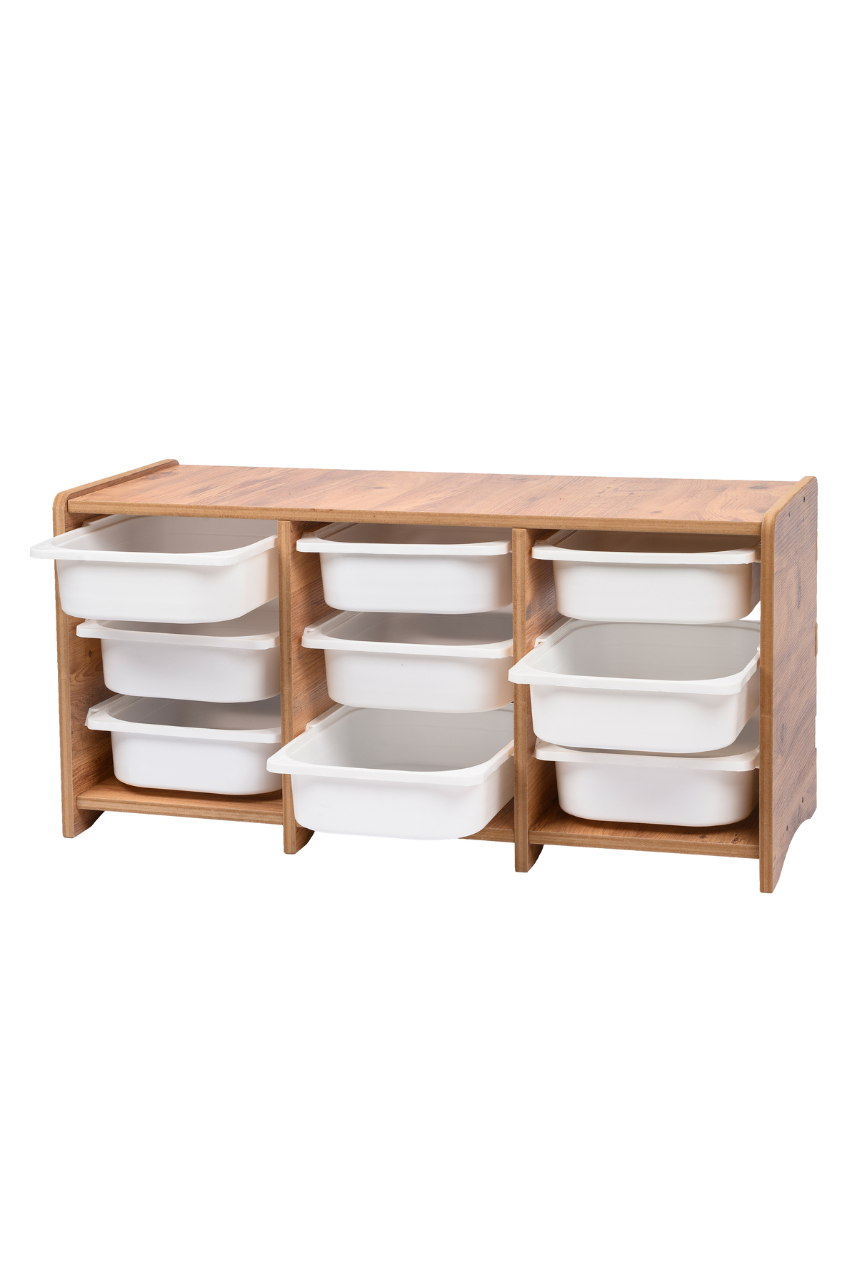 BEEVOLİ 18mm MDF Ceviz Çocuk Odası Dolabı, Beyaz Çekmeceli 9’lu Düzenleyici Ünitesi 110x45x60 fotoğrafı 3 (önizleme)