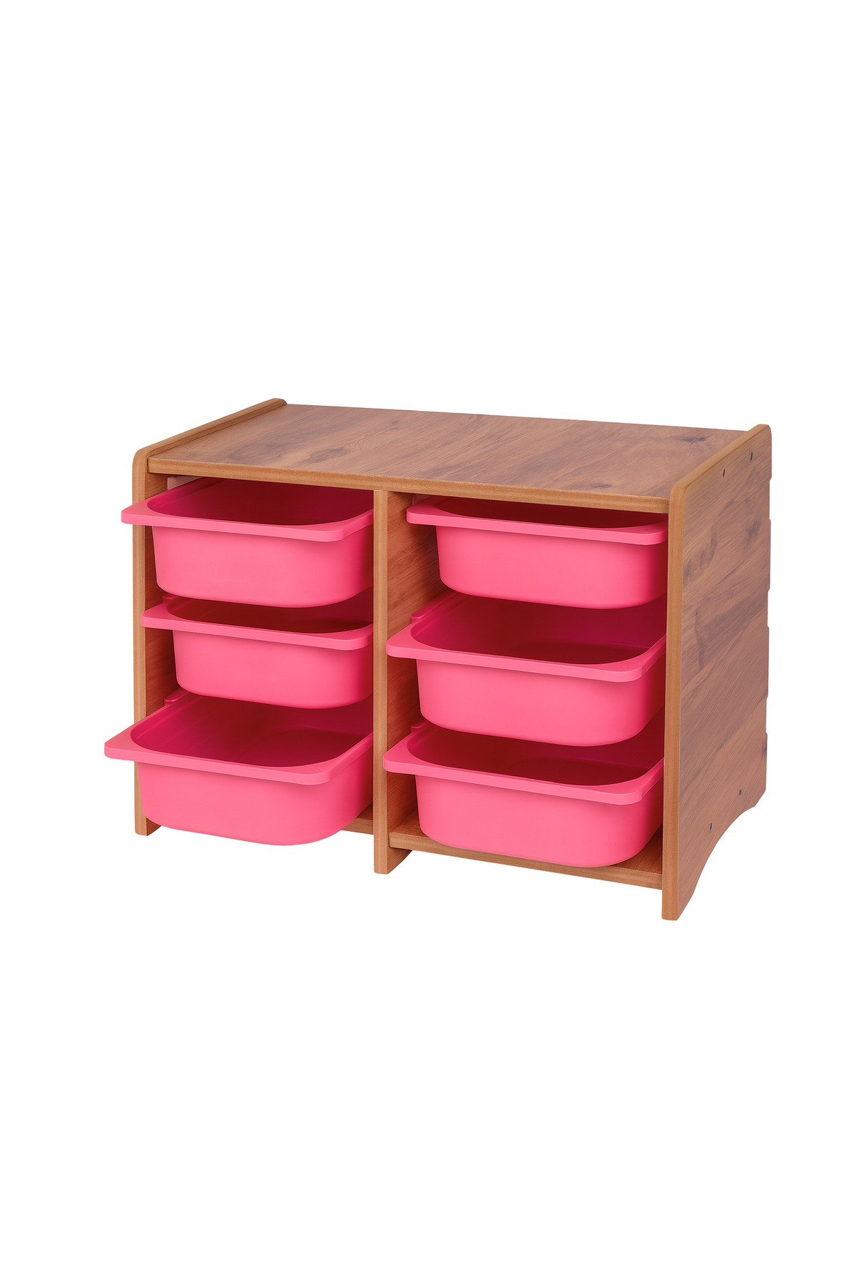 BEEVOLİ 18mm MDF Ceviz Çocuk Odası Dolabı, Pembe Çekmeceli 6’lı Düzenleyici Ünitesi 75x45x60 fotoğrafı 2 (önizleme)