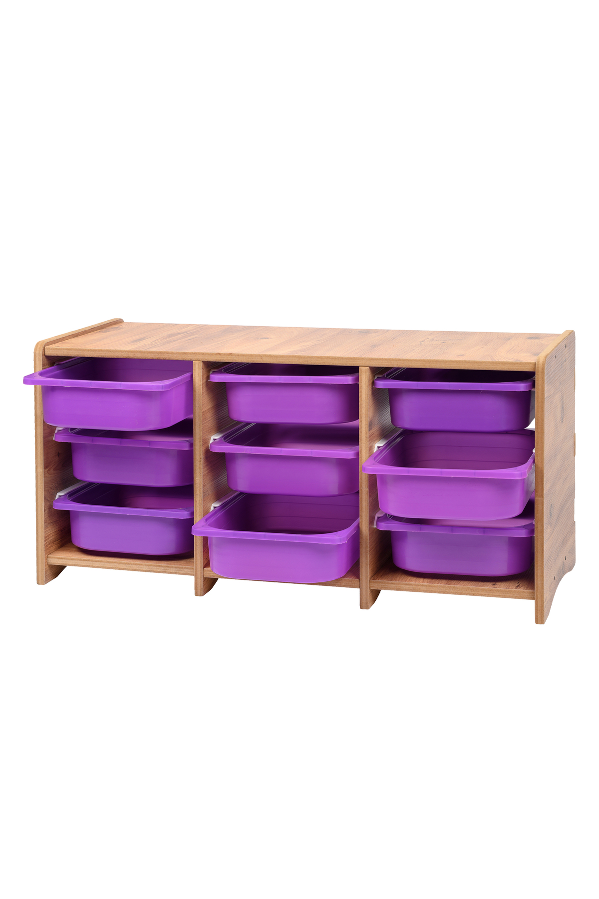 BEEVOLİ 18mm Mdf Ceviz Çocuk Odası Dolabı, Lila Çekmeceli 9’lu Düzenleyici Ünitesi 110x45x60 fotoğrafı 2 (önizleme)