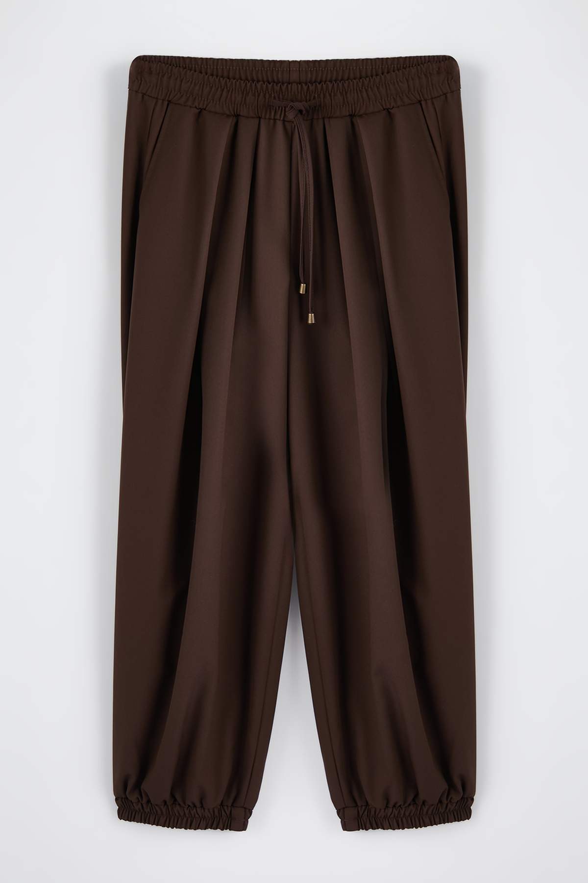 Trendyolmilla  Koyu Kahverengi Şalvar Kalıp Beli Lastikli Dokuma Pantolon TWOAW26PL00156 - Görsel 5