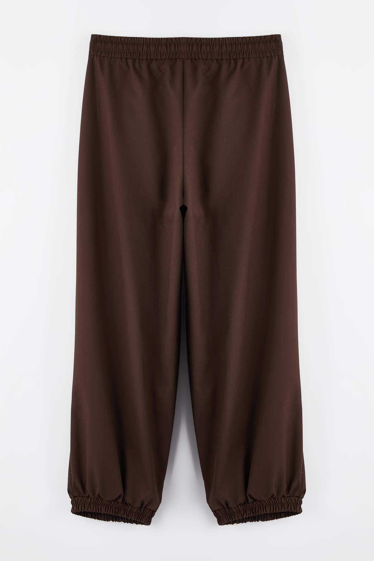 Trendyolmilla  Koyu Kahverengi Şalvar Kalıp Beli Lastikli Dokuma Pantolon TWOAW26PL00156 - Görsel 8