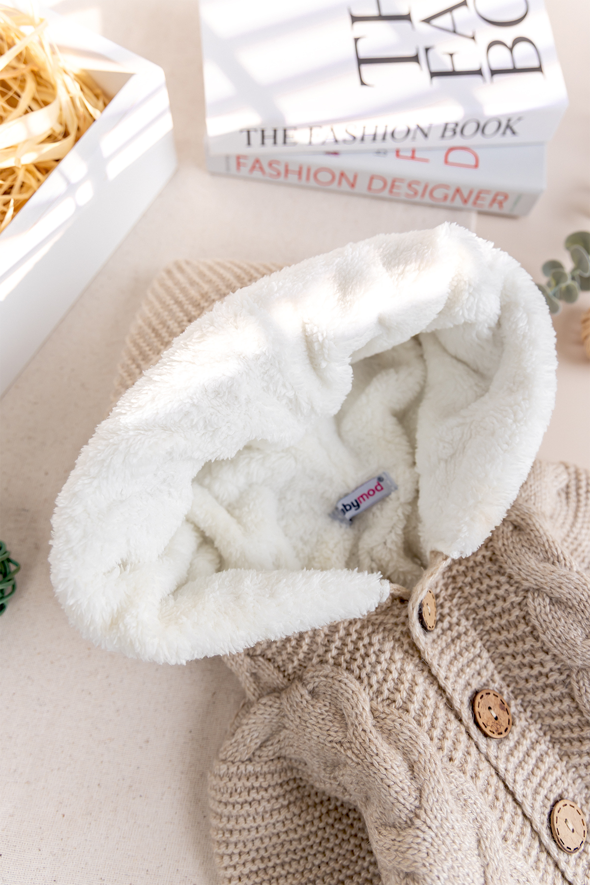 Babymod Triko Örme Welsoft Astarlı Kapüşonlu Kışlık Bebek Tulum fotoğrafı 6 (önizleme)