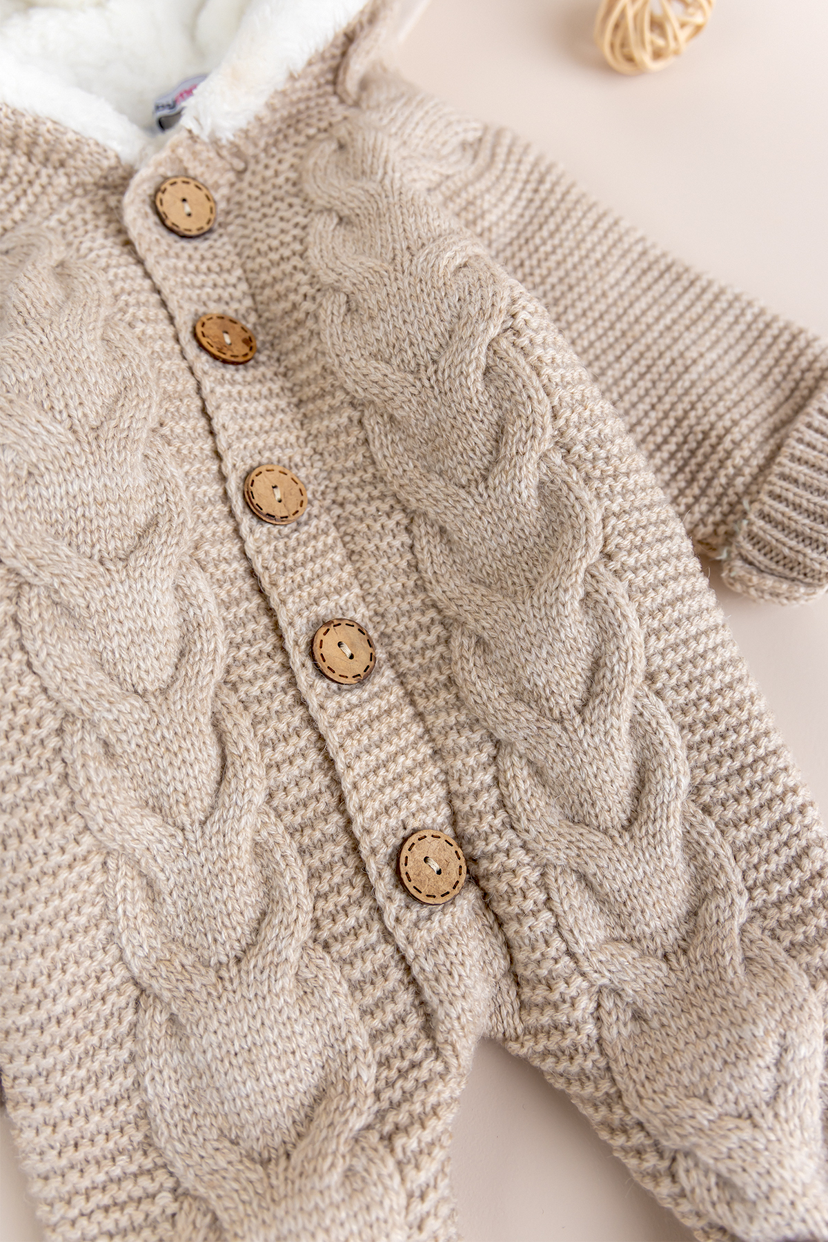 Babymod Triko Örme Welsoft Astarlı Kapüşonlu Kışlık Bebek Tulum fotoğrafı 4 (önizleme)