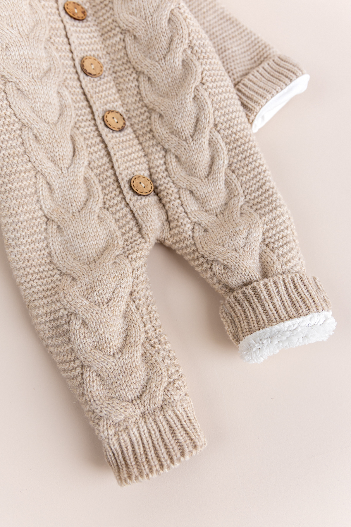 Babymod Triko Örme Welsoft Astarlı Kapüşonlu Kışlık Bebek Tulum fotoğrafı 5 (önizleme)