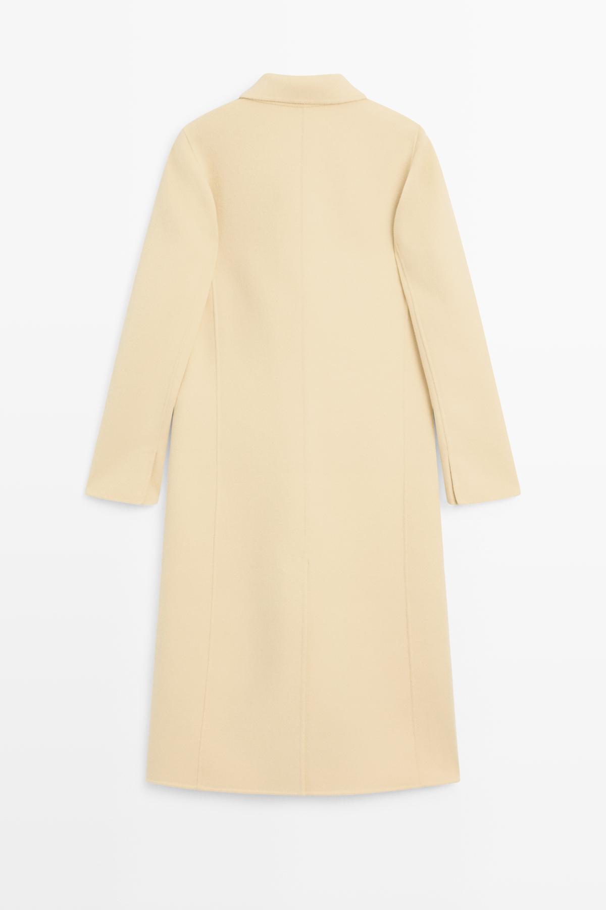 Massimo Dutti  Uzun yün karışımlı kruvaze palto - Görsel 8