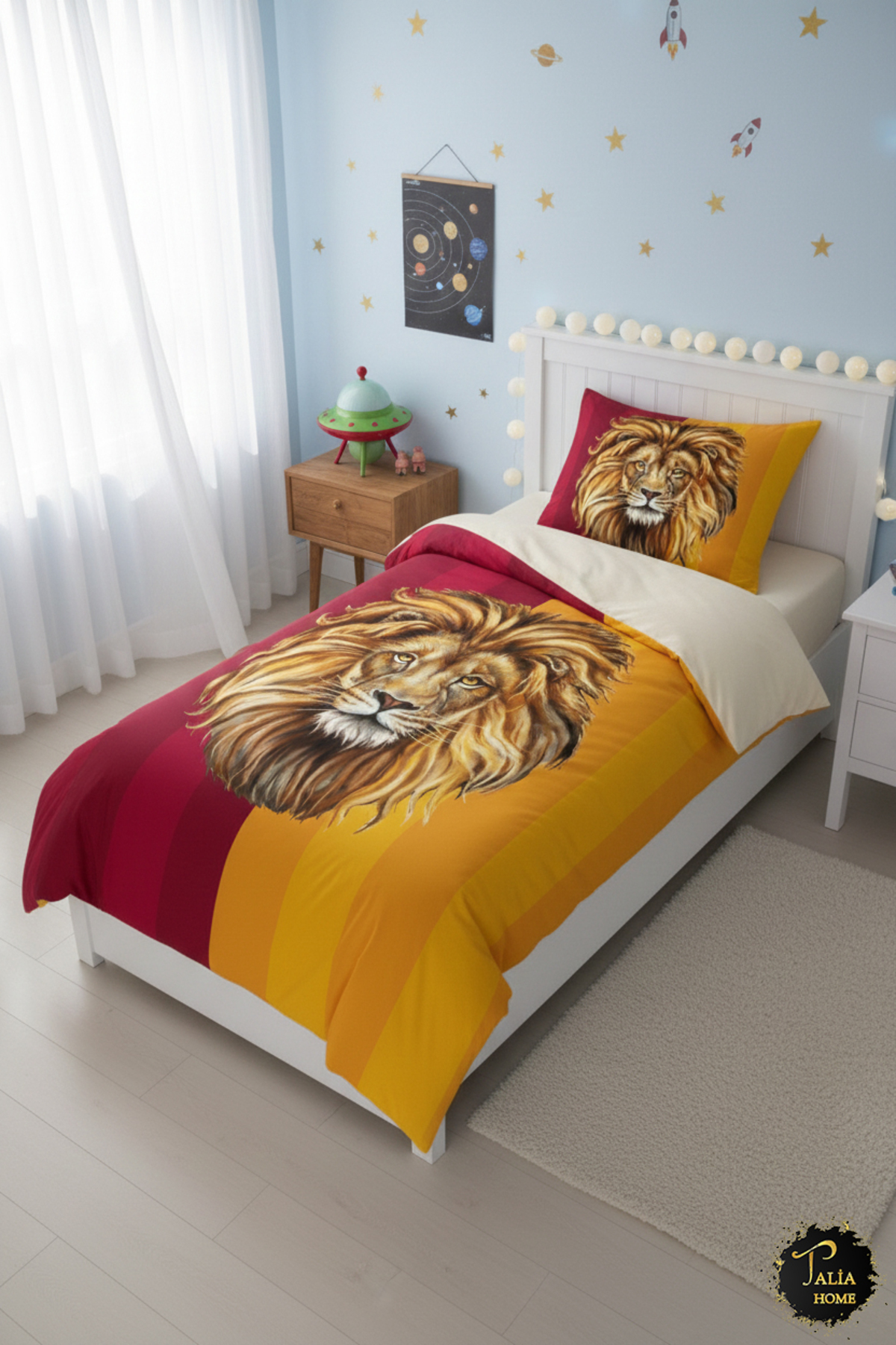 Talia Home Sarı Kırmızı Aslan Temalı Çocuk ve Genç Nevresim Takımı TLAN-318 fotoğrafı 5 (önizleme)