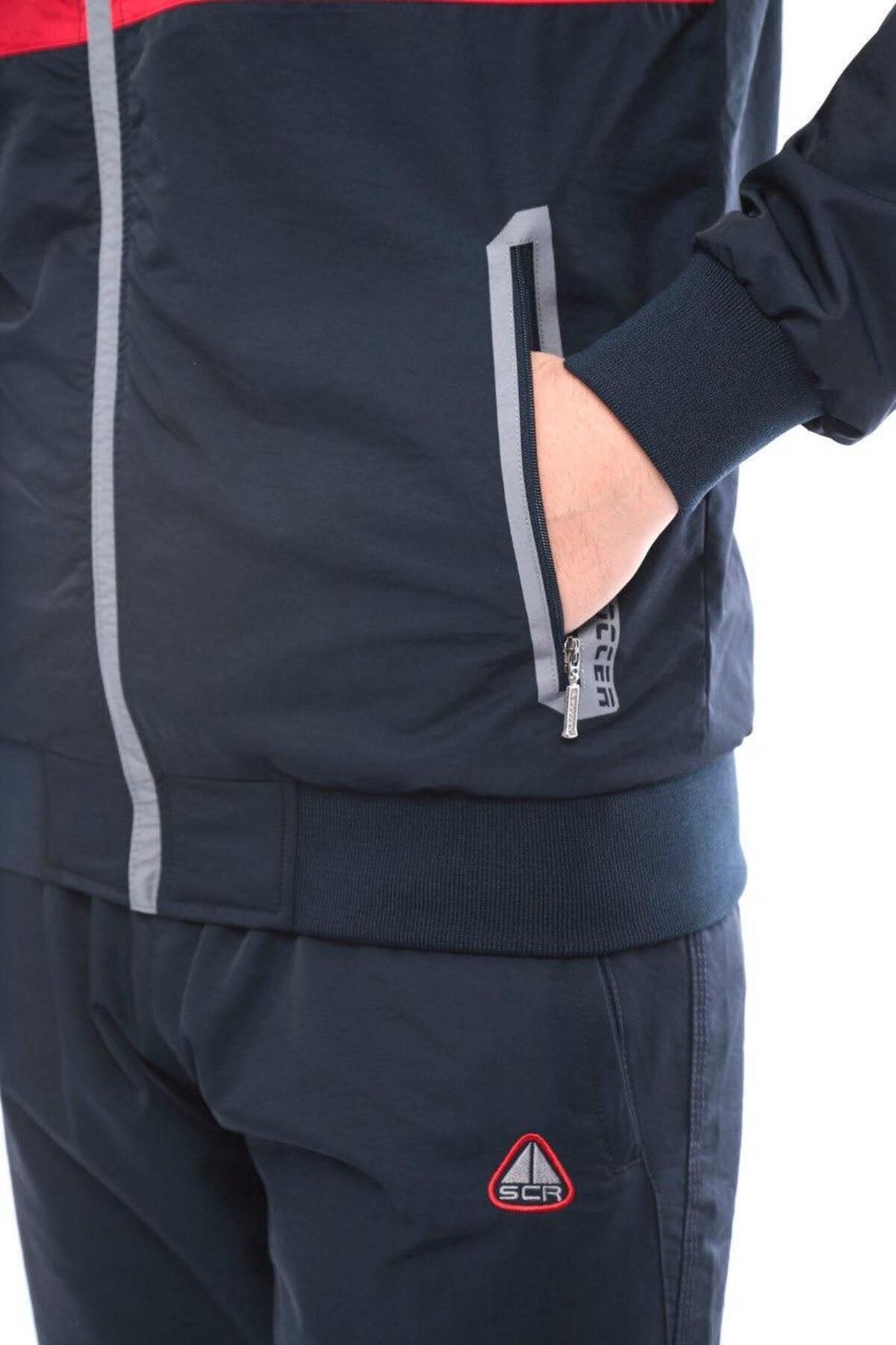 ست لباس ورزشی مردانه کلاهدار جداشونده پارچه نخی Twill 4354 — قرمز — تصویر 6 از 9