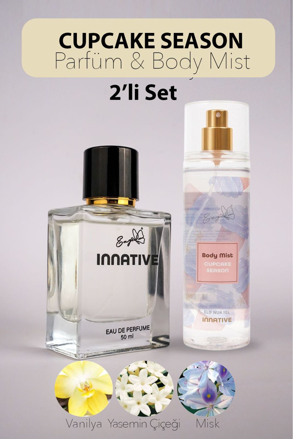 INNATIVE ENY Cupcake Season Parfüm ve Body Mist İkili Set 50&200ml