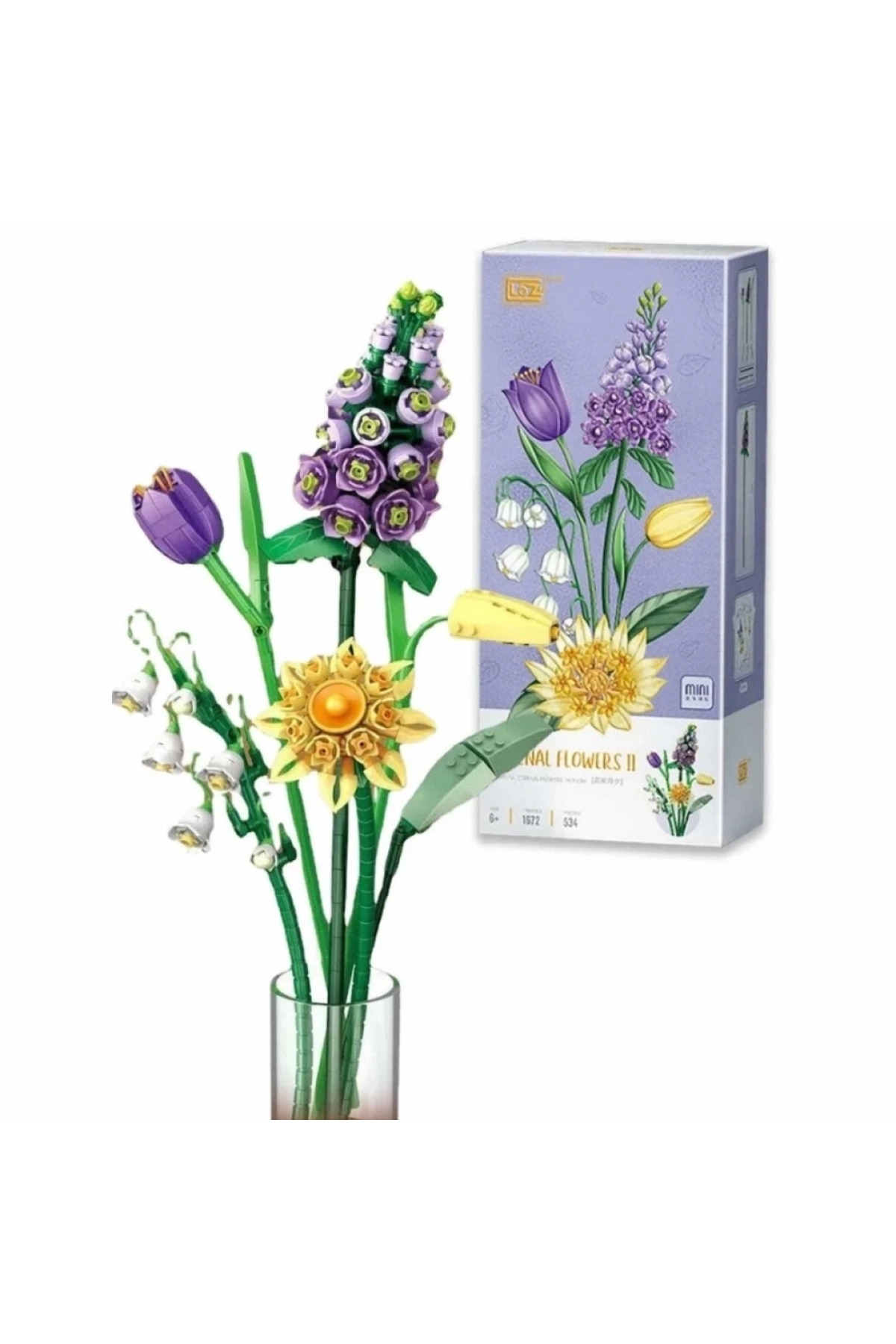 ست مینی بلوک دسته‌گل ۵۳۴ تکه – گل‌های جاودان II، ۳۳ سانتی‌متر