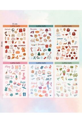 Flurina Studio Yearly Holiday 6 Sayfa Sticker Seti BEYAZ KAĞIT