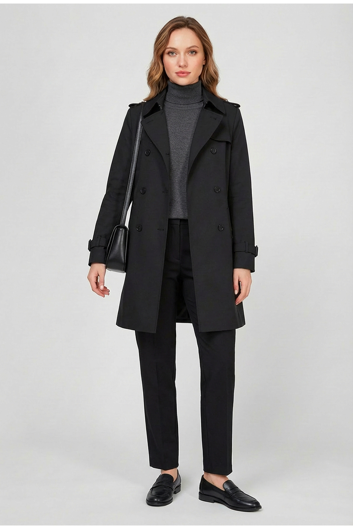 Soydan Güner Su Itici Özellikli Kırışmaz Kumaş Trençkot Siyah 5840