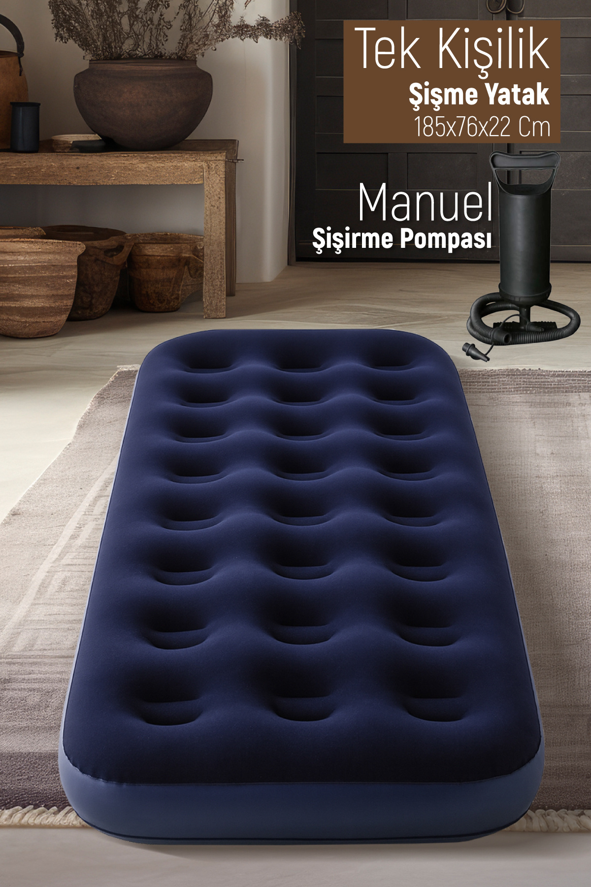 Blooma Tek Kişilik Şişme Yatak 185X76X22 CM + Pompa Hediyeli