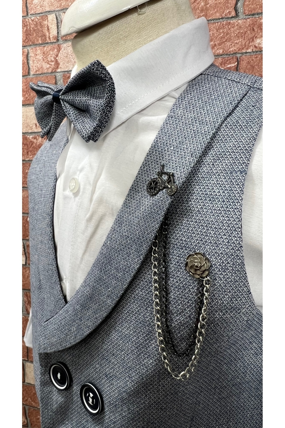 HAYTA Yelek Takım Gömlekli Papyonlu Set 5yaş-14yaş Venedik fotoğrafı 7 (önizleme)