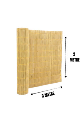 özgazi 2 Metre x 3 Metre Doğal Kamış Hasır Çit - Bahçe Çiti Balkon Çiti Gölge...